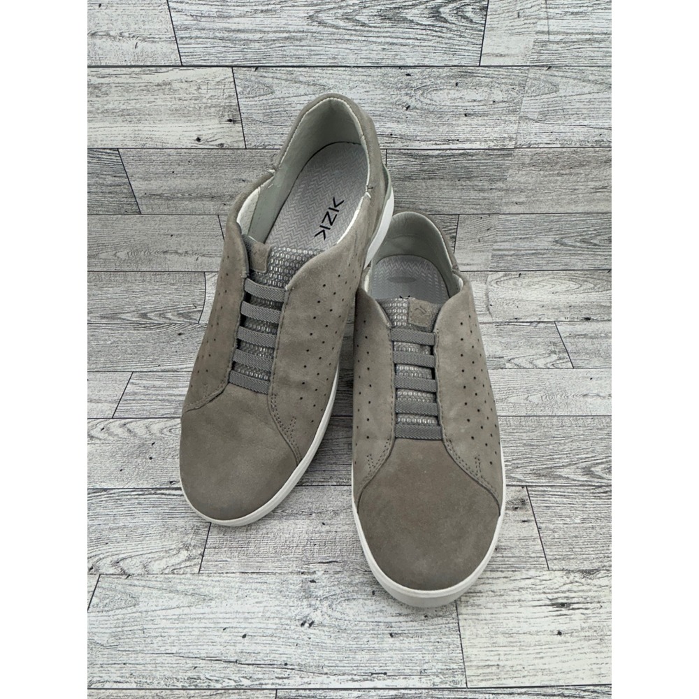 KIZIK Women'sβ Gray Suede Perforated Slip On Sneakers Size 9M Comfort Shoes